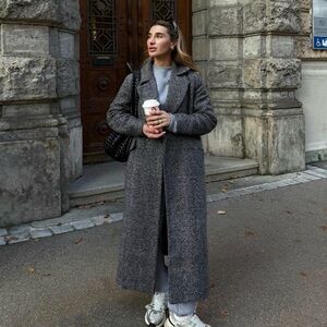 Gray Long Wool Trench Coat (Brand New)